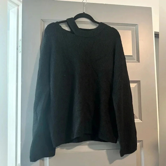 Rails Shoulder Cutout Sweater Womens Large Black Ribbed Knit Pullover Alexi NWT - Picture 4 of 7